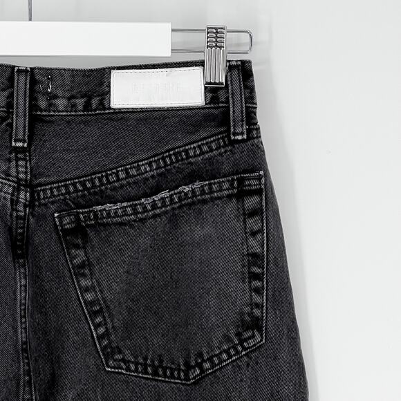 RE/DONE 70s High Rise Skinny Bootcut Jeans Washed Black Raw Hem Women’s Size 27 - Picture 7 of 8